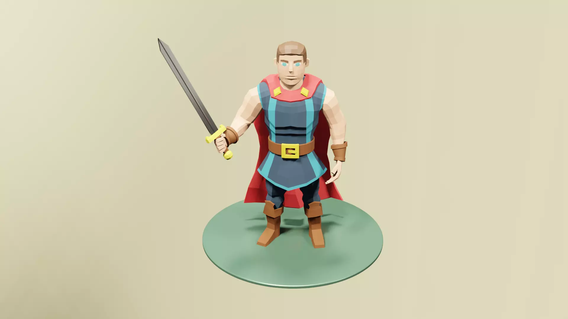 Low Poly Medieval Hero Low-poly 3D model_1