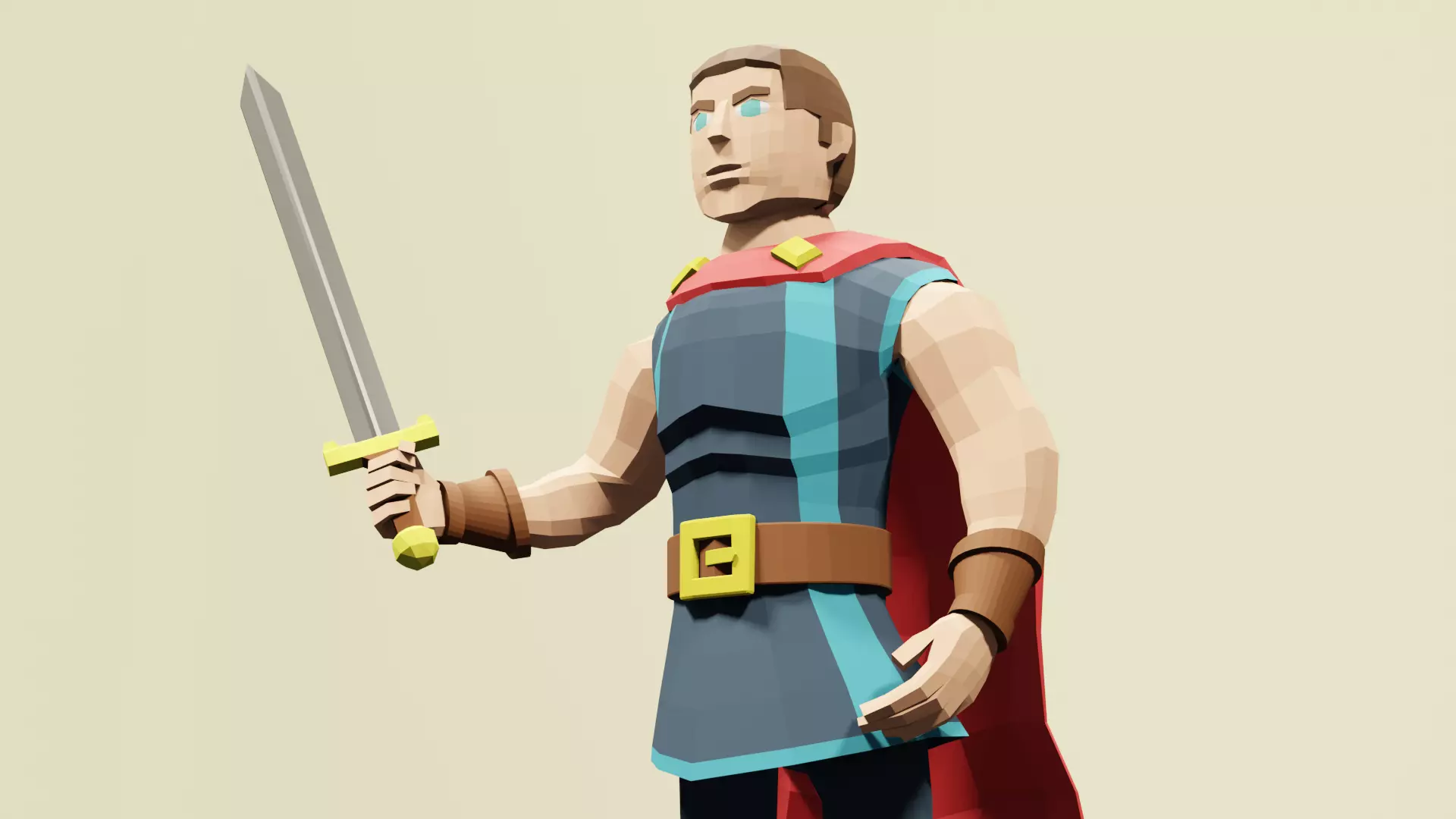 Low Poly Medieval Hero Low-poly 3D model_4
