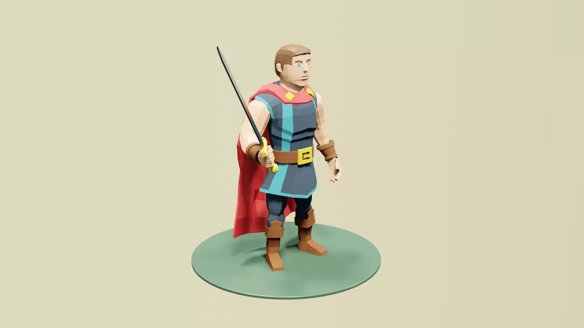 Low Poly Medieval Hero Low-poly 3D model_2