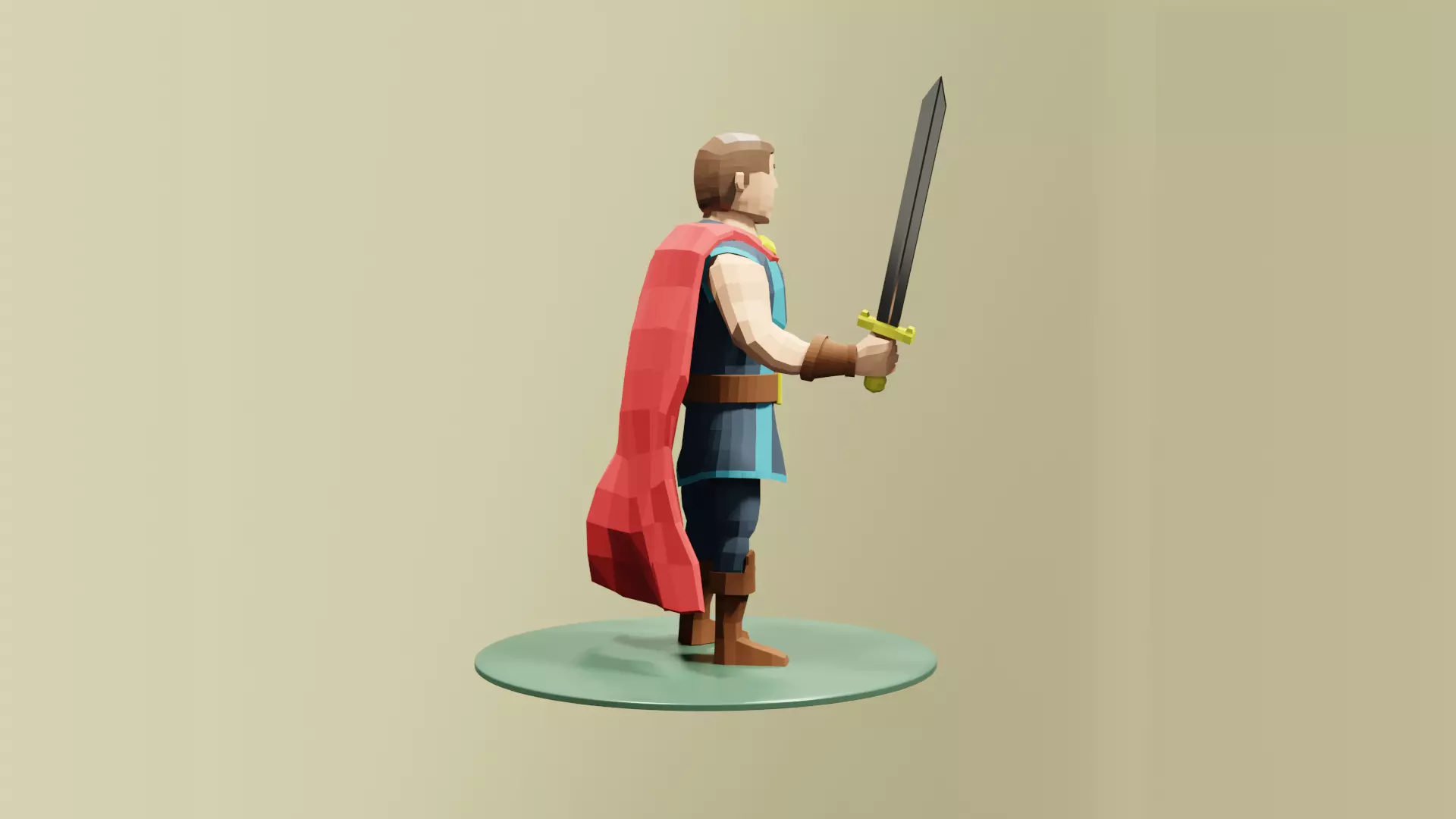 Low Poly Medieval Hero Low-poly 3D model_9