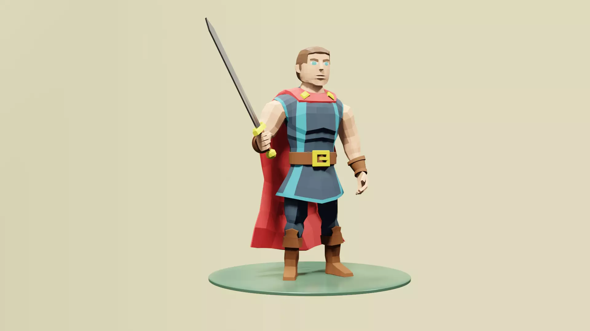 Low Poly Medieval Hero Low-poly 3D model_7