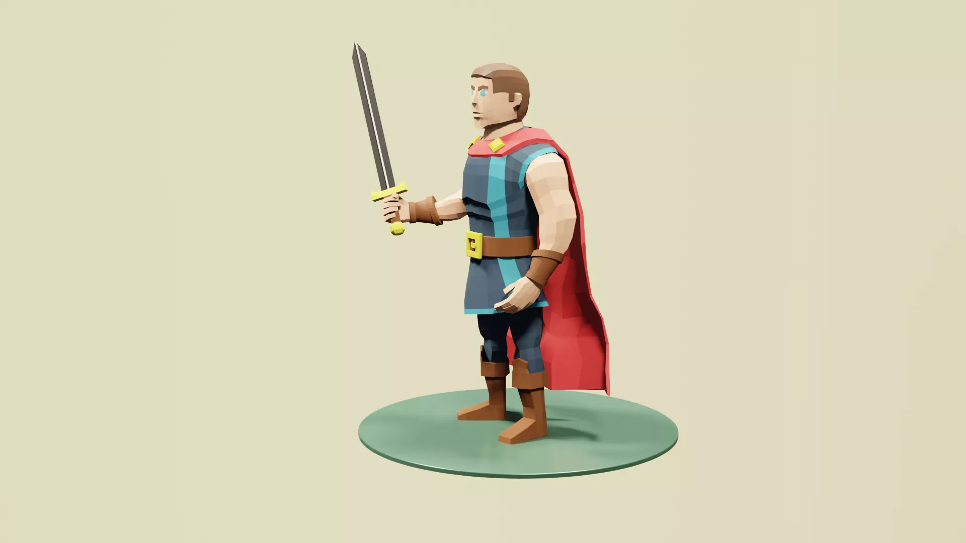 Low Poly Medieval Hero Low-poly 3D model_13