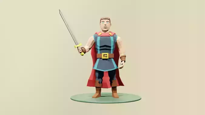 Low Poly Medieval Hero Low-poly 3D model