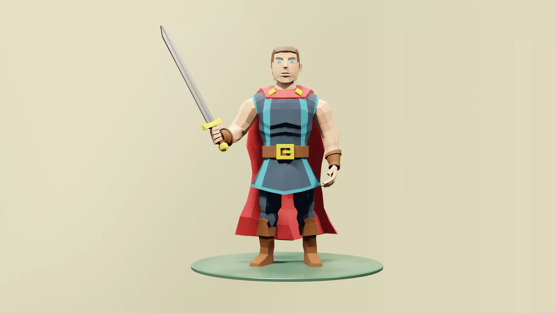 Low Poly Medieval Hero Low-poly 3D model_0