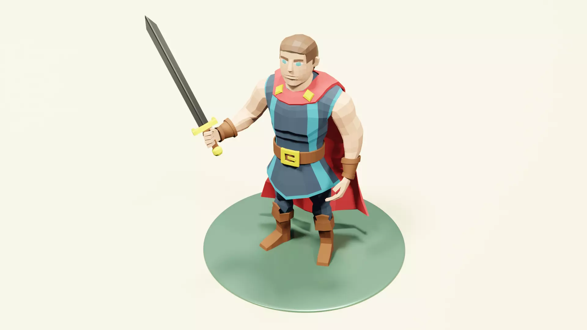 Low Poly Medieval Hero Low-poly 3D model_6