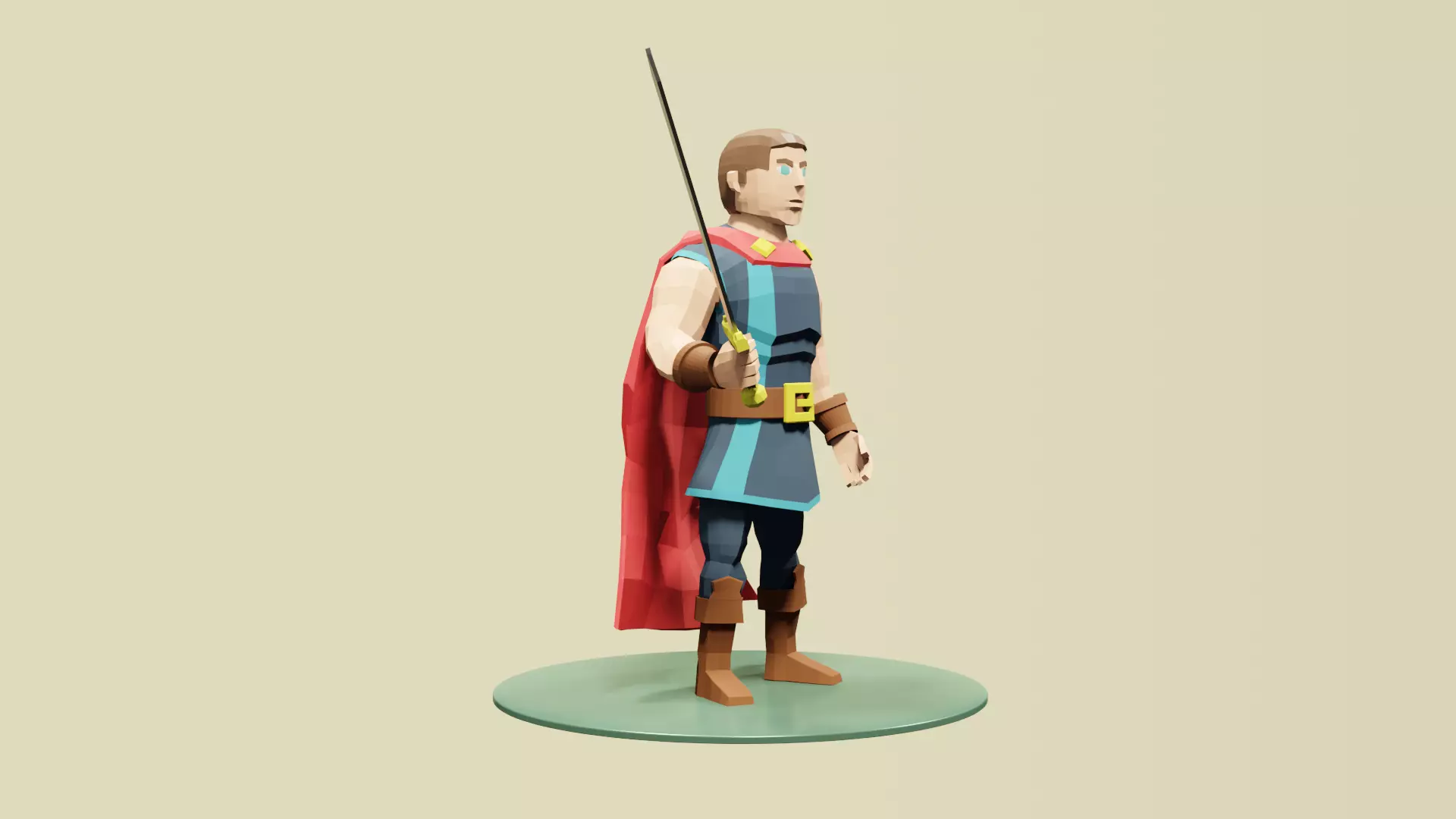 Low Poly Medieval Hero Low-poly 3D model_8