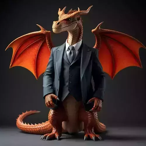 dragon in a suit Low-poly 3D model