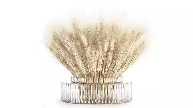 Realistic White Bouquet Wheat Ears Modern Vase 618