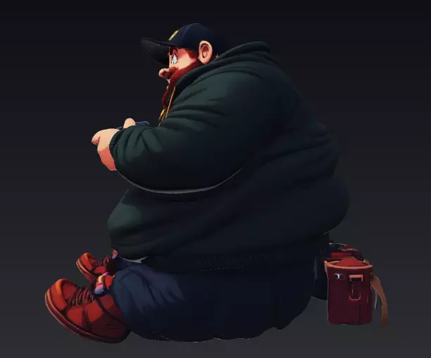 THE FAT GAMER Low-poly 3D model_4