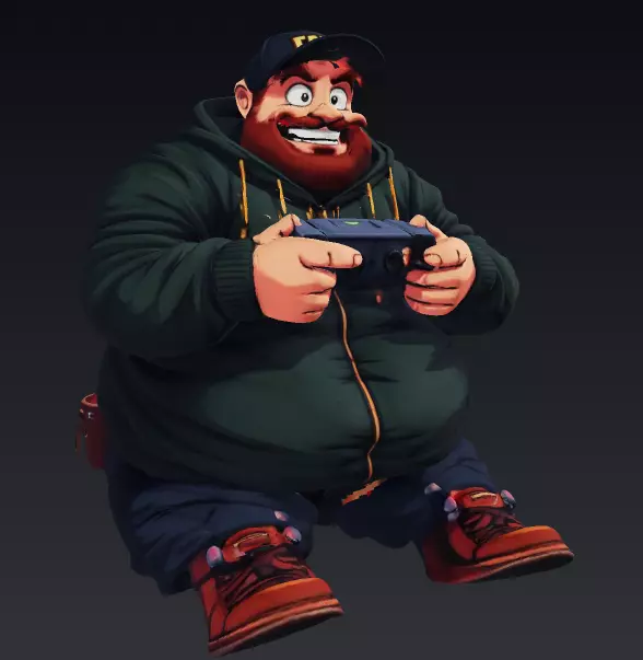 THE FAT GAMER Low-poly 3D model_1