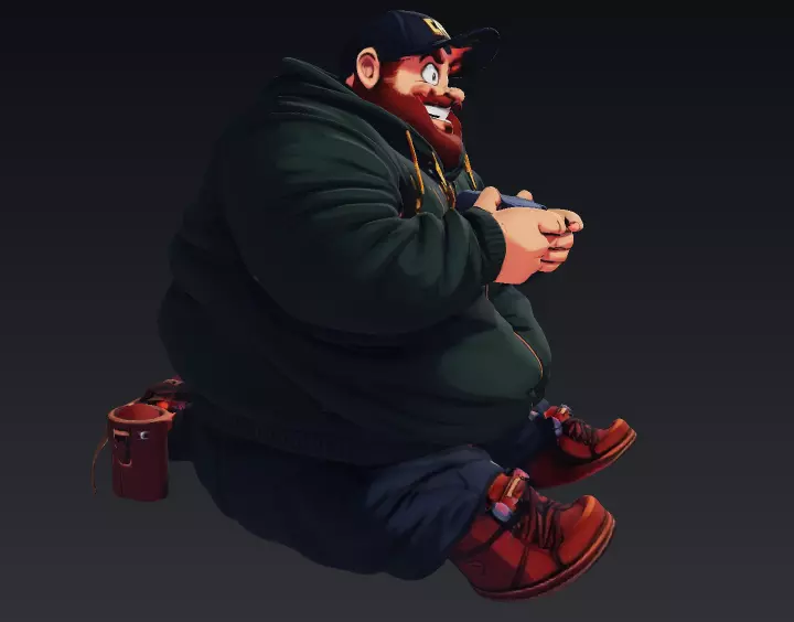 THE FAT GAMER Low-poly 3D model_2