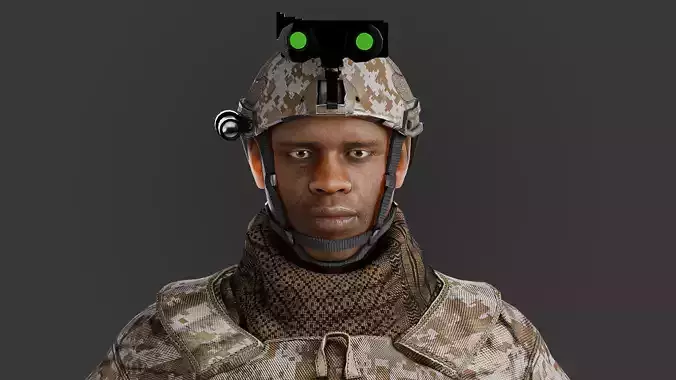 Jabari UN Soldier Rigged  Low-poly 3D model