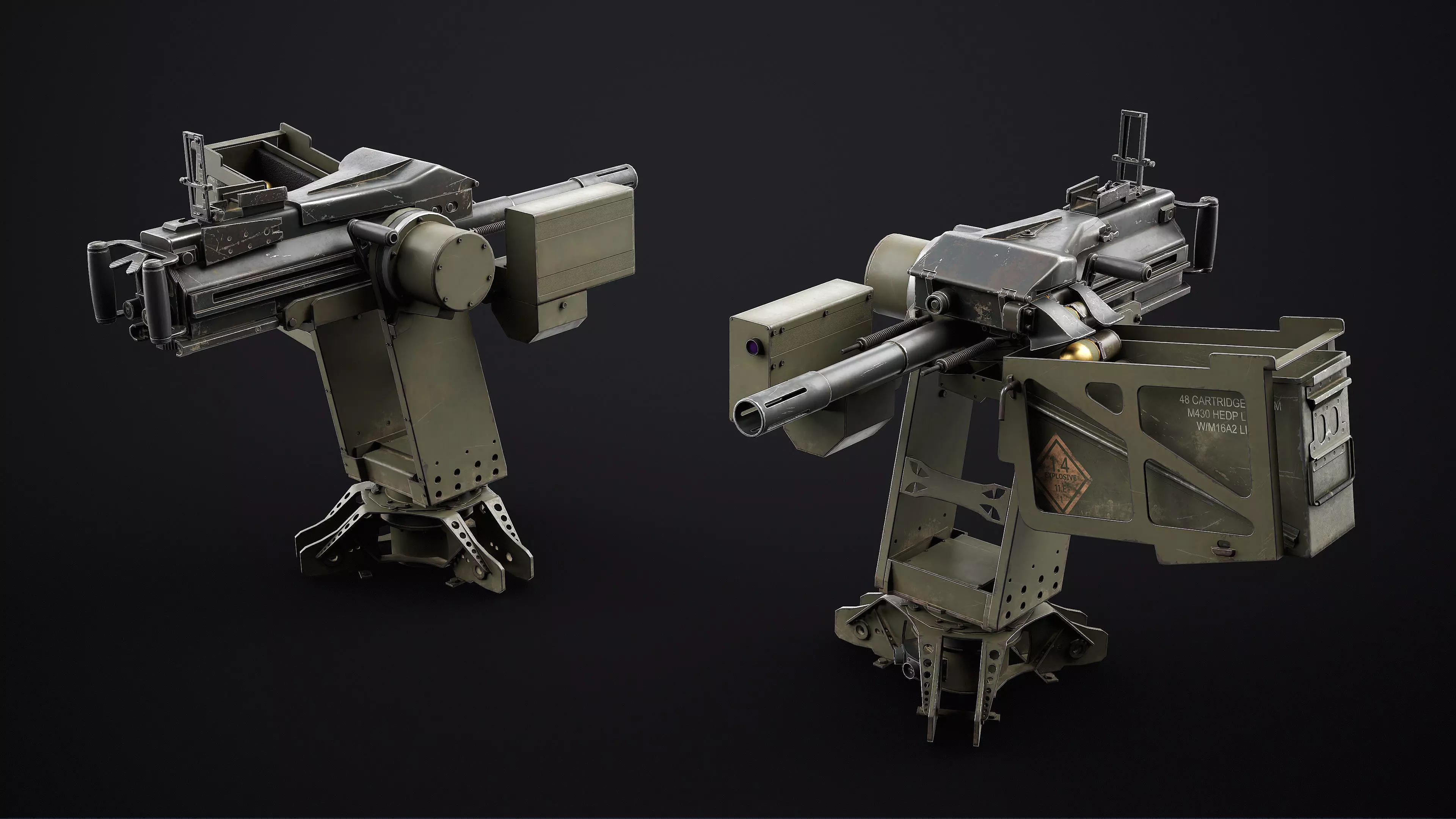 Burya Grenade Launcher Turret for Mk 19 Low-poly 3D model_1