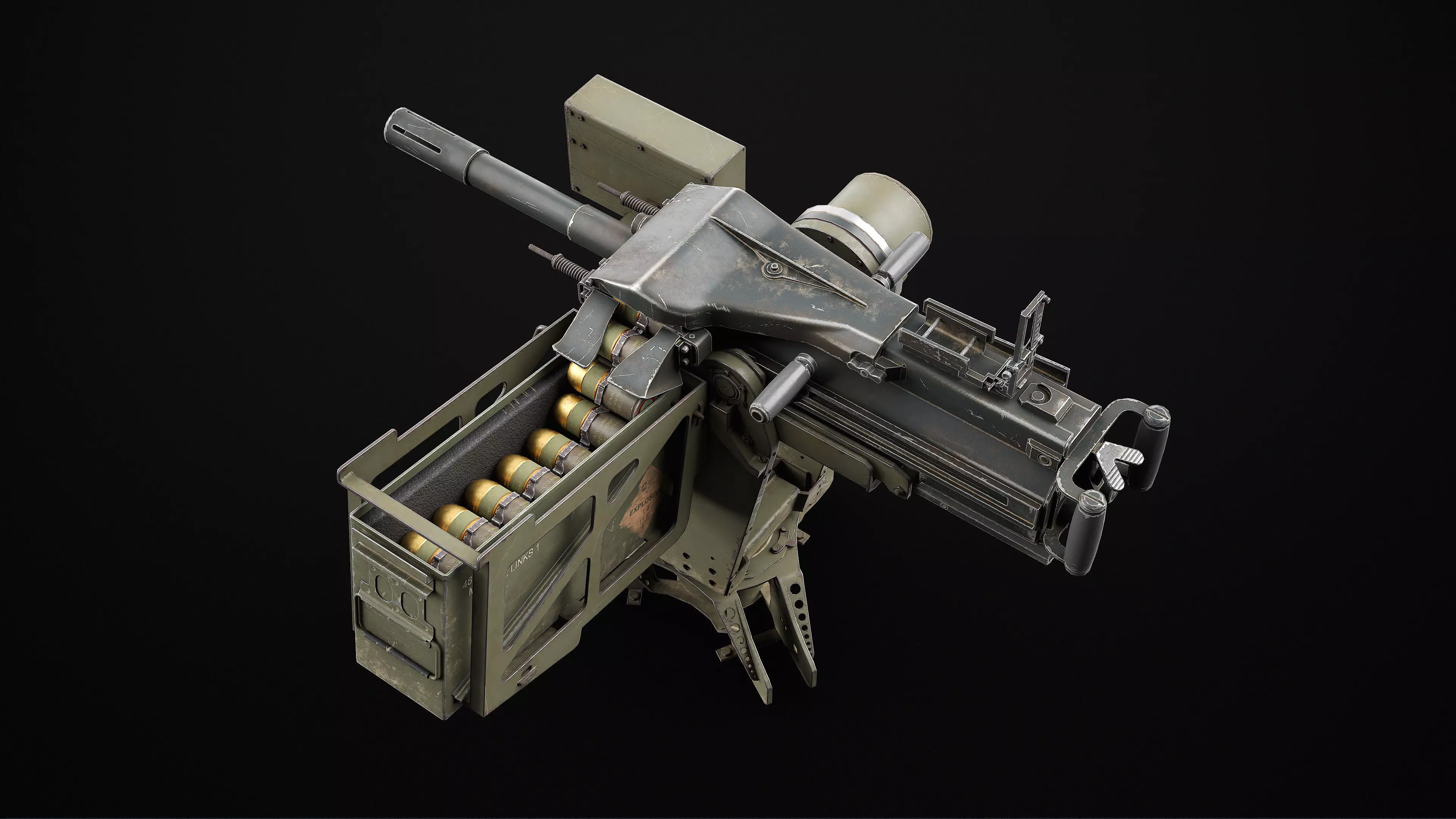 Burya Grenade Launcher Turret for Mk 19 Low-poly 3D model_4