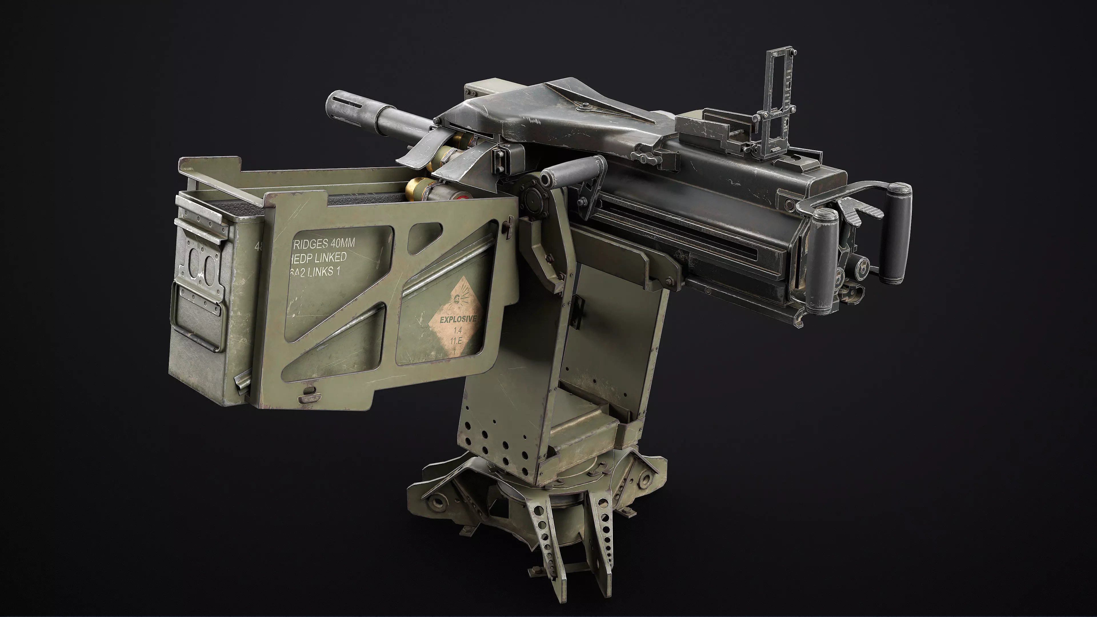 Burya Grenade Launcher Turret for Mk 19 Low-poly 3D model_3