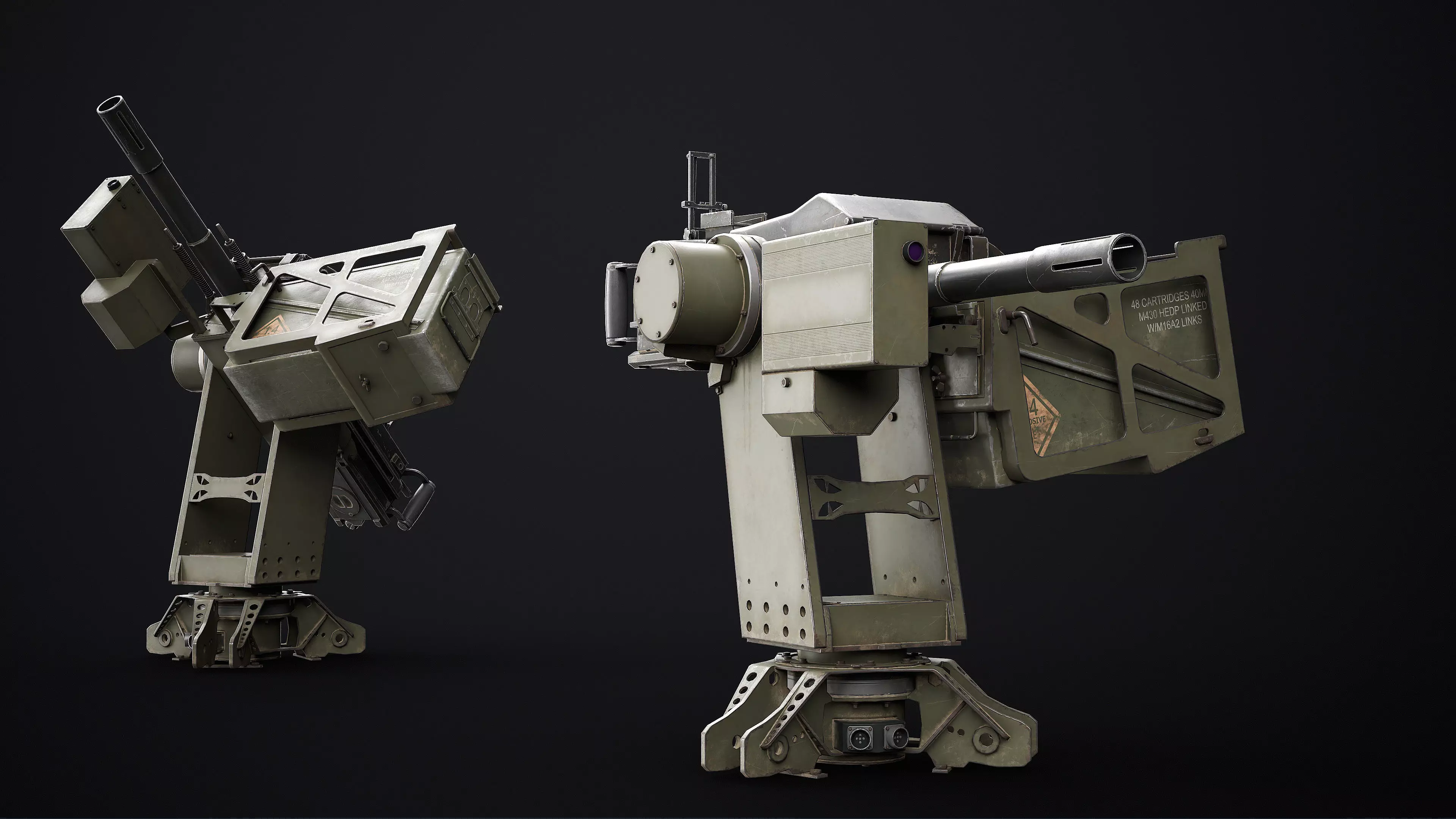 Burya Grenade Launcher Turret for Mk 19 Low-poly 3D model_6