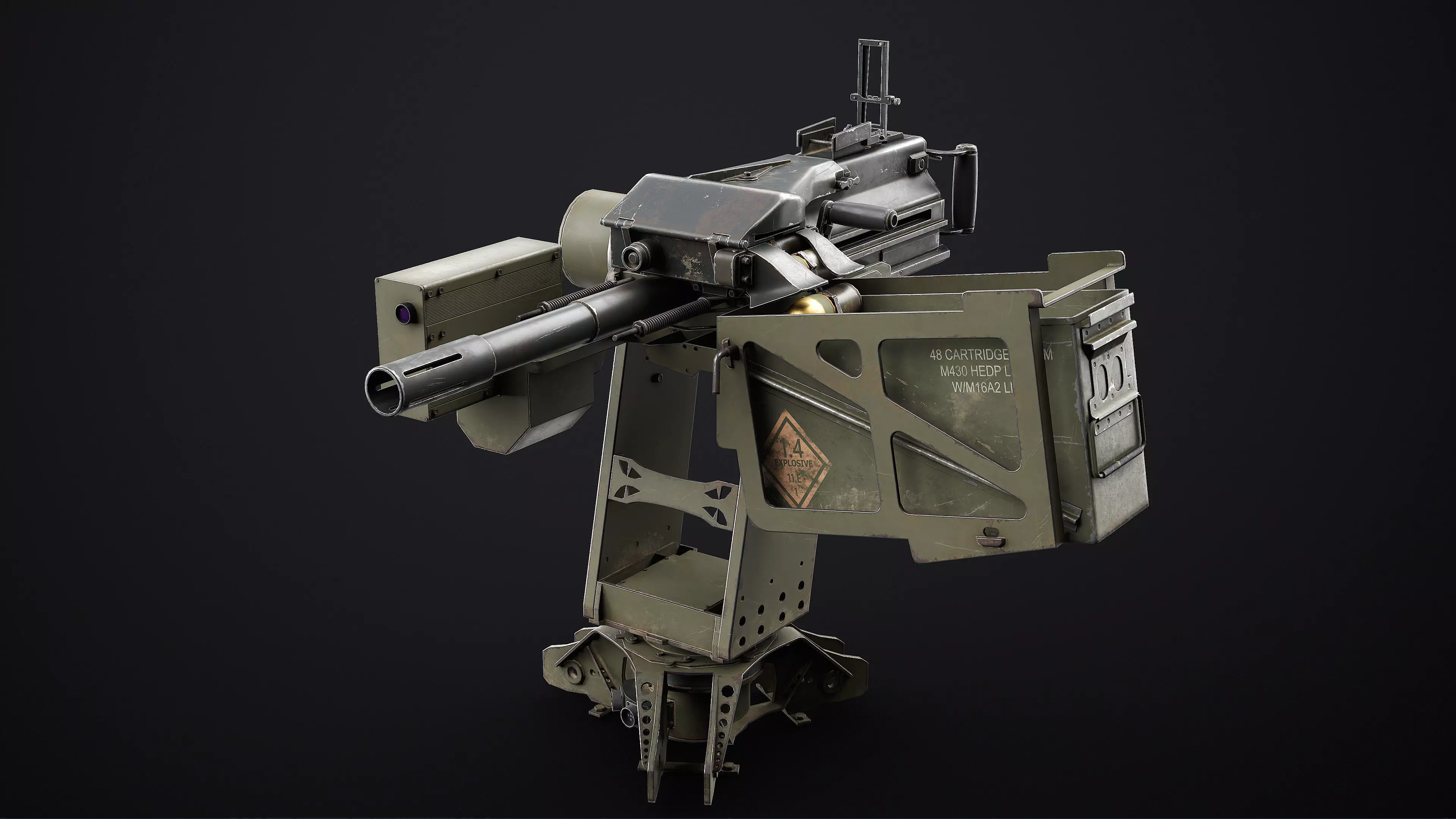 Burya Grenade Launcher Turret for Mk 19 Low-poly 3D model_0