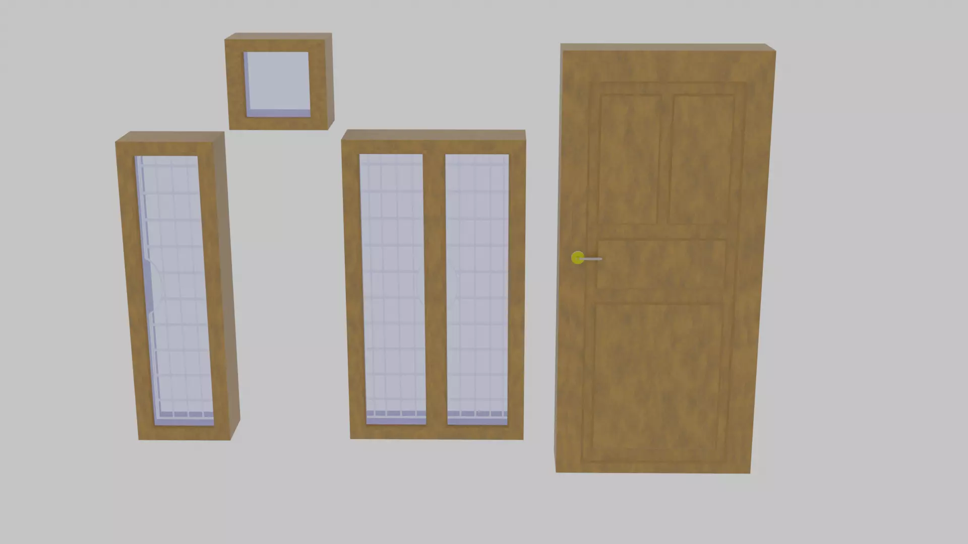 Simple Window and Door set 3D model_3