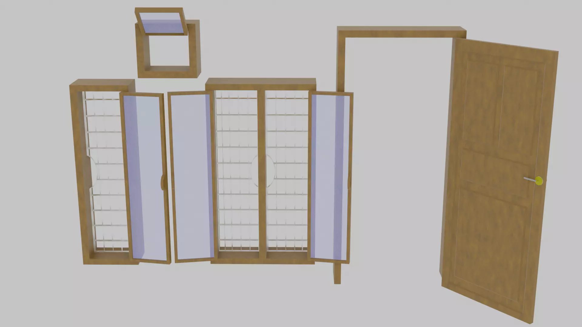 Simple Window and Door set 3D model_0
