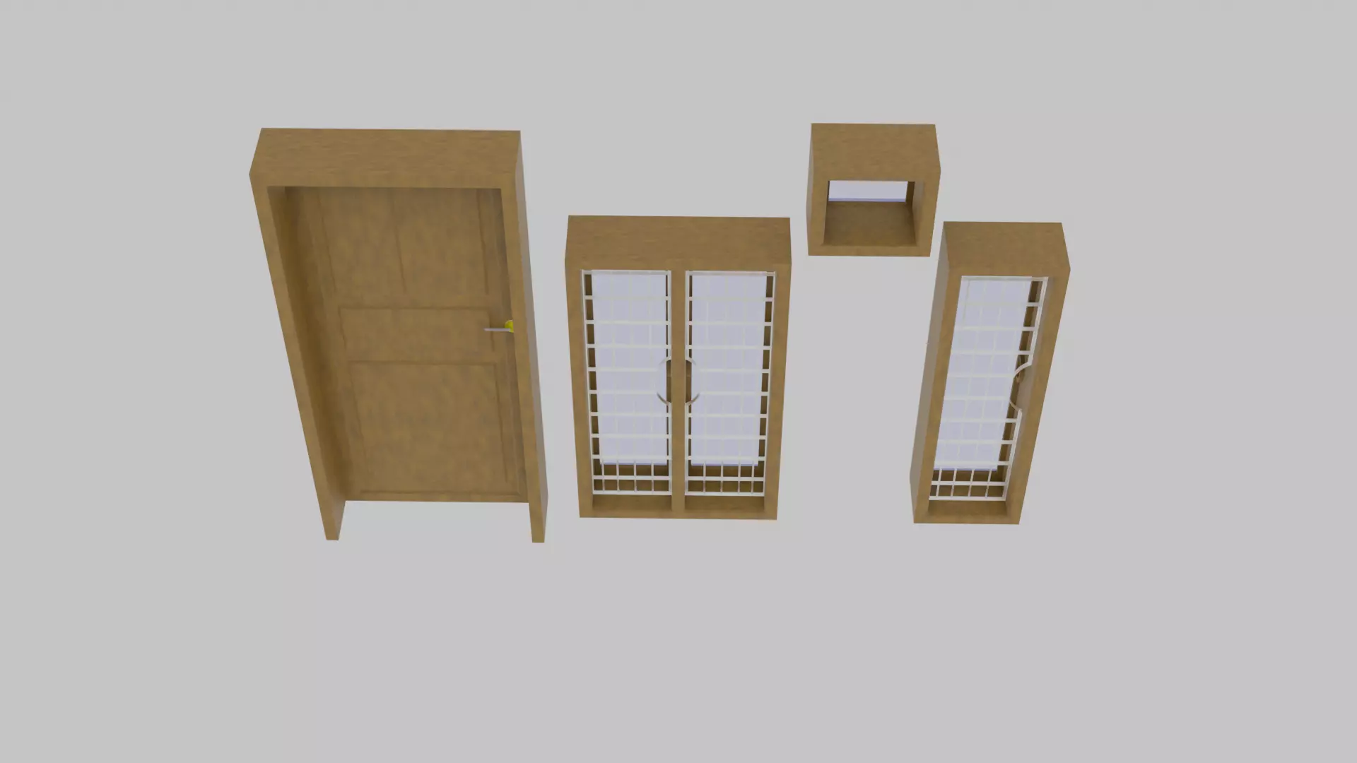Simple Window and Door set 3D model_2