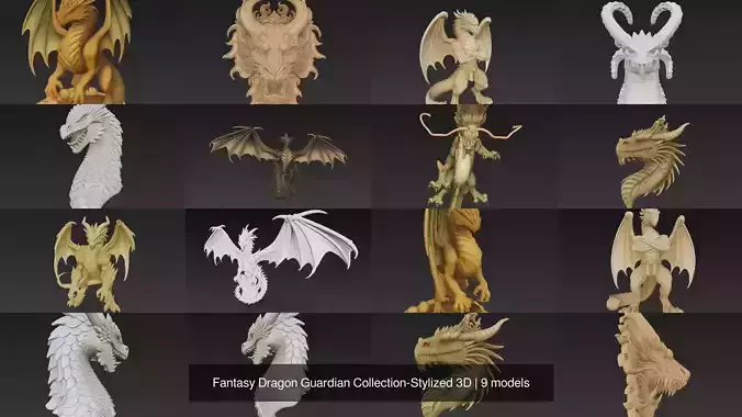 Fantasy Dragon Guardian Collection-Stylized 3D 