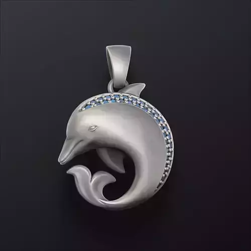 Dolphin Pendant With Gems