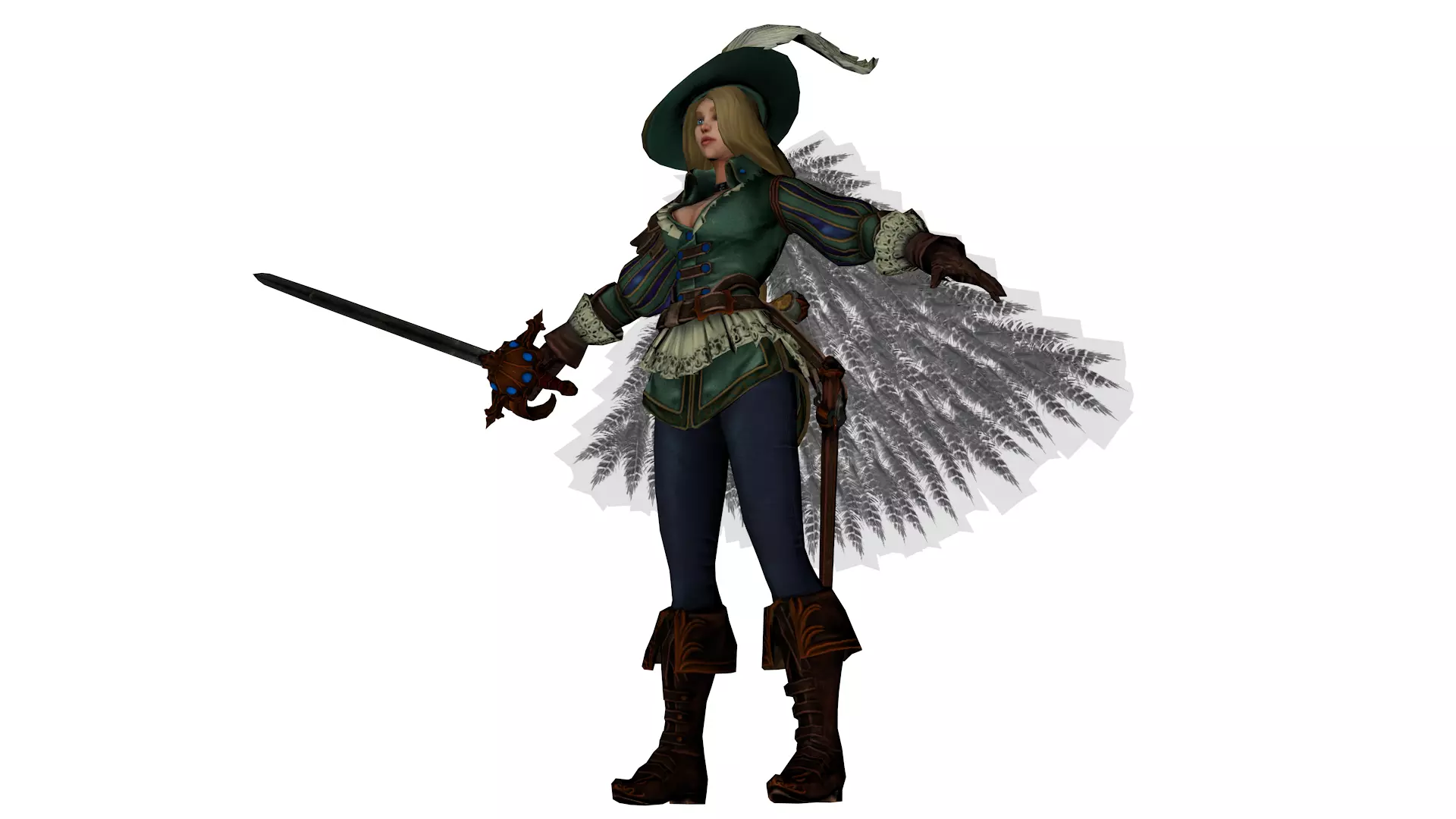 Fantasy Female Warrior Mage Character Stylized 3D Model Low-poly 3D model_4