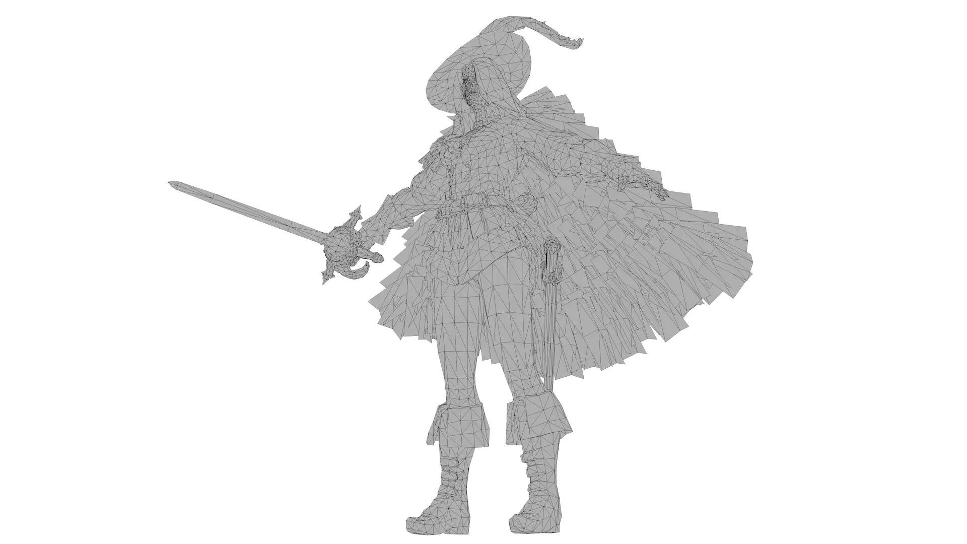 Fantasy Female Warrior Mage Character Stylized 3D Model Low-poly 3D model_8