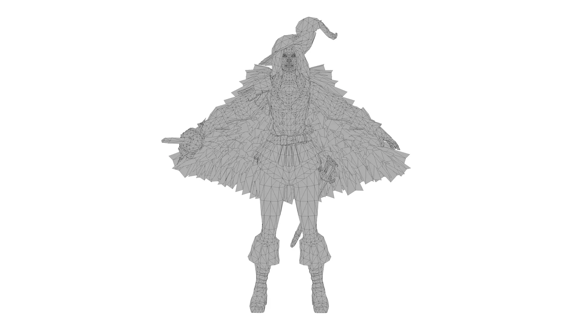 Fantasy Female Warrior Mage Character Stylized 3D Model Low-poly 3D model_9