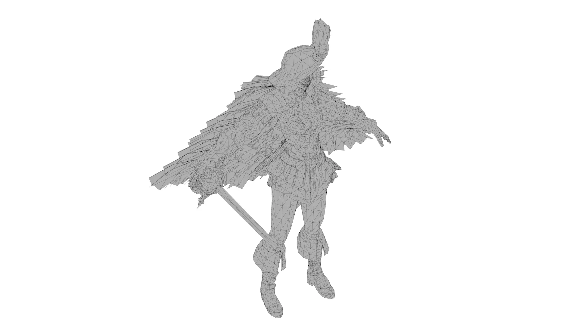 Fantasy Female Warrior Mage Character Stylized 3D Model Low-poly 3D model_10