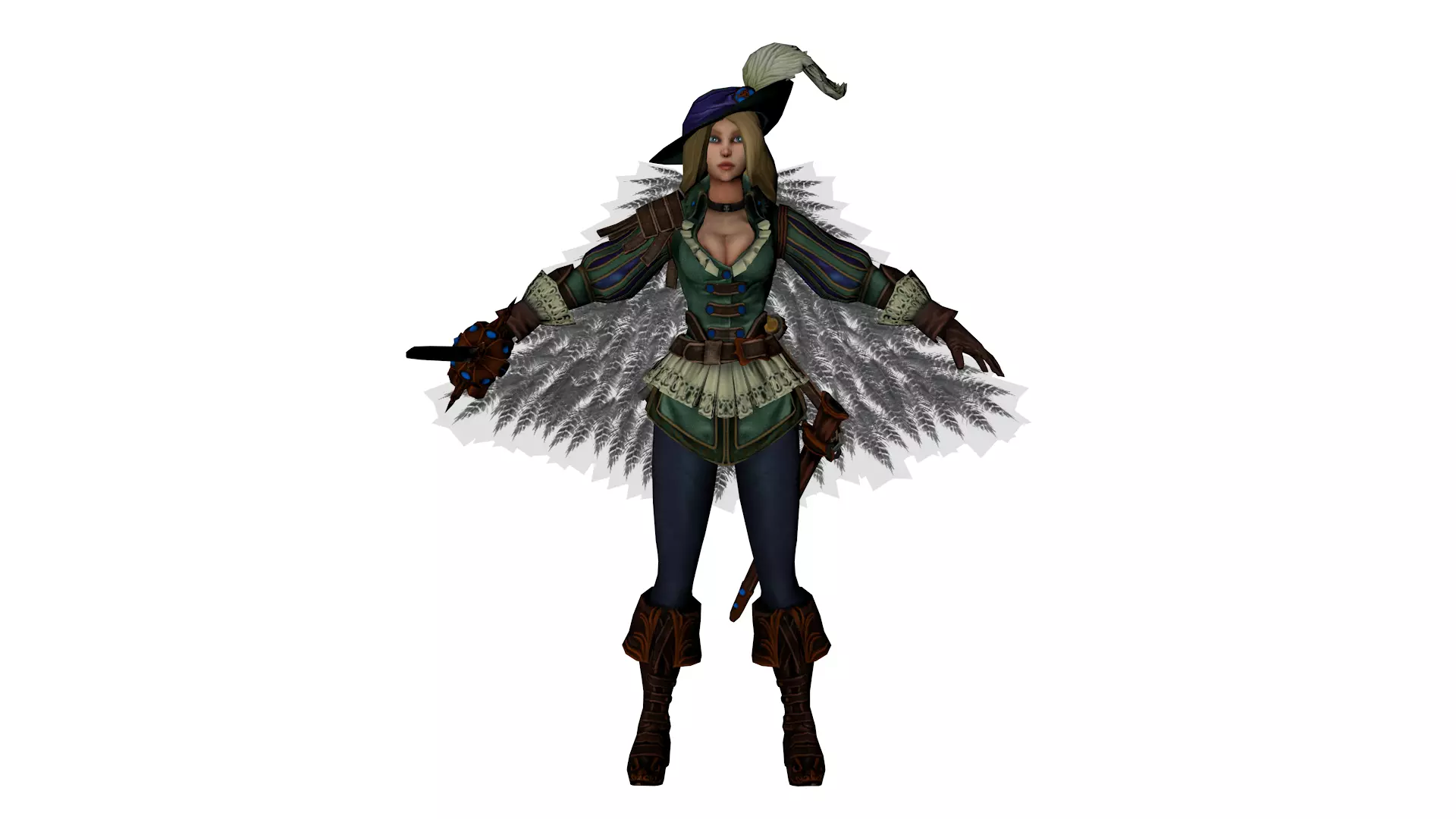 Fantasy Female Warrior Mage Character Stylized 3D Model Low-poly 3D model_0