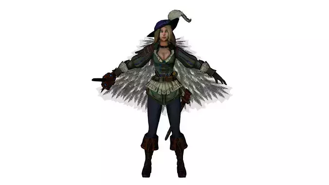 Fantasy Female Warrior Mage Character Stylized 3D Model