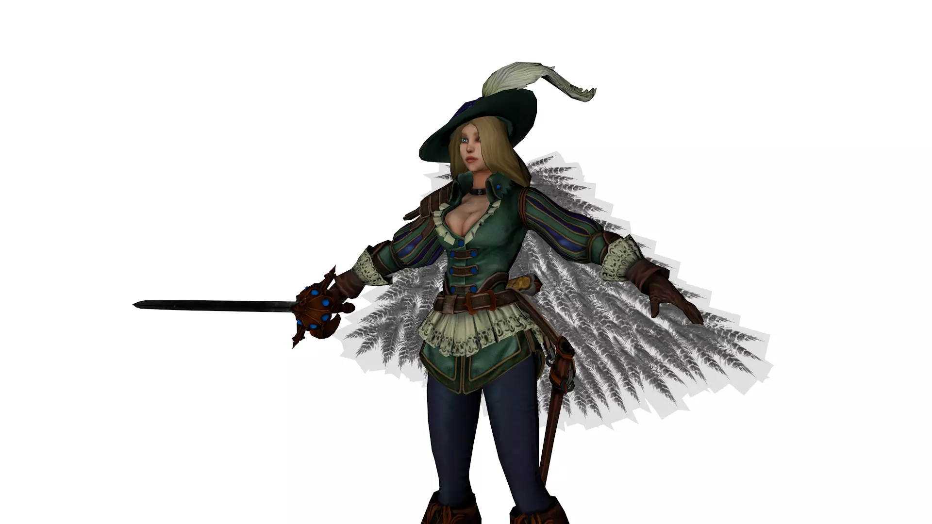 Fantasy Female Warrior Mage Character Stylized 3D Model Low-poly 3D model_1