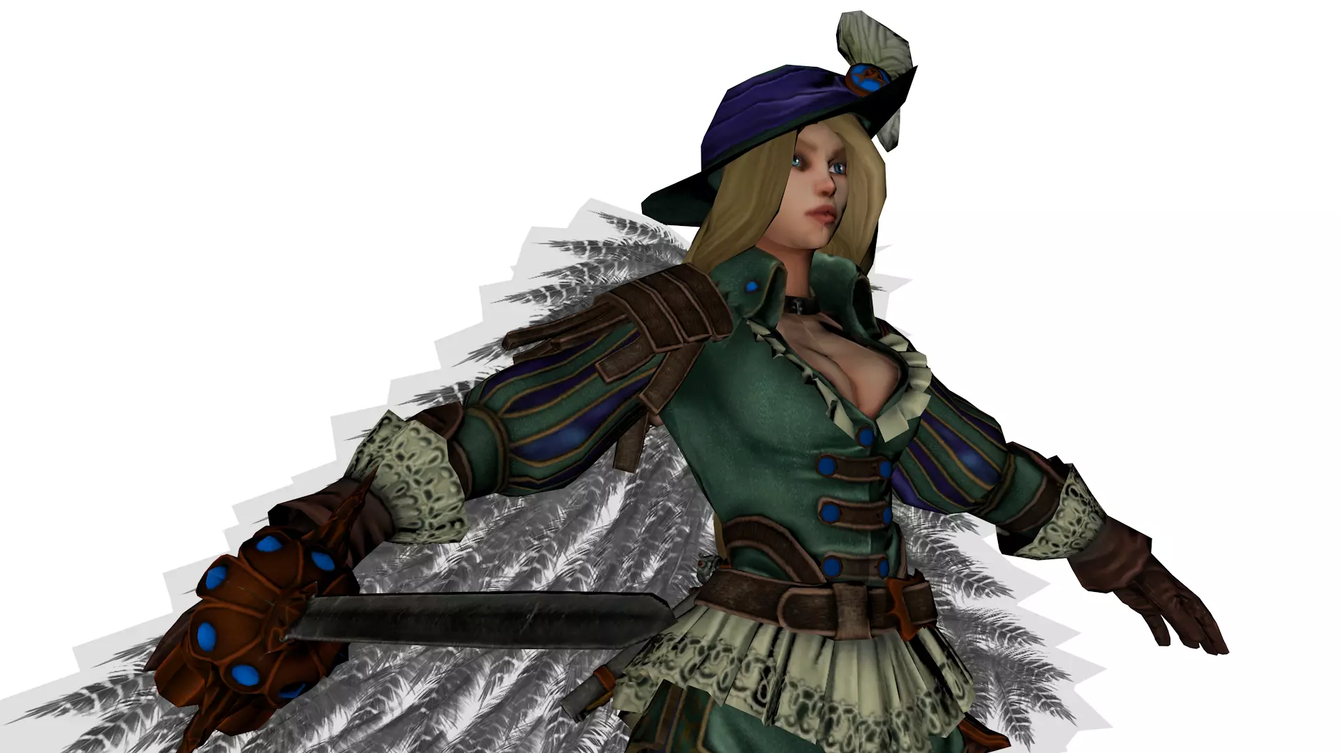 Fantasy Female Warrior Mage Character Stylized 3D Model Low-poly 3D model_6