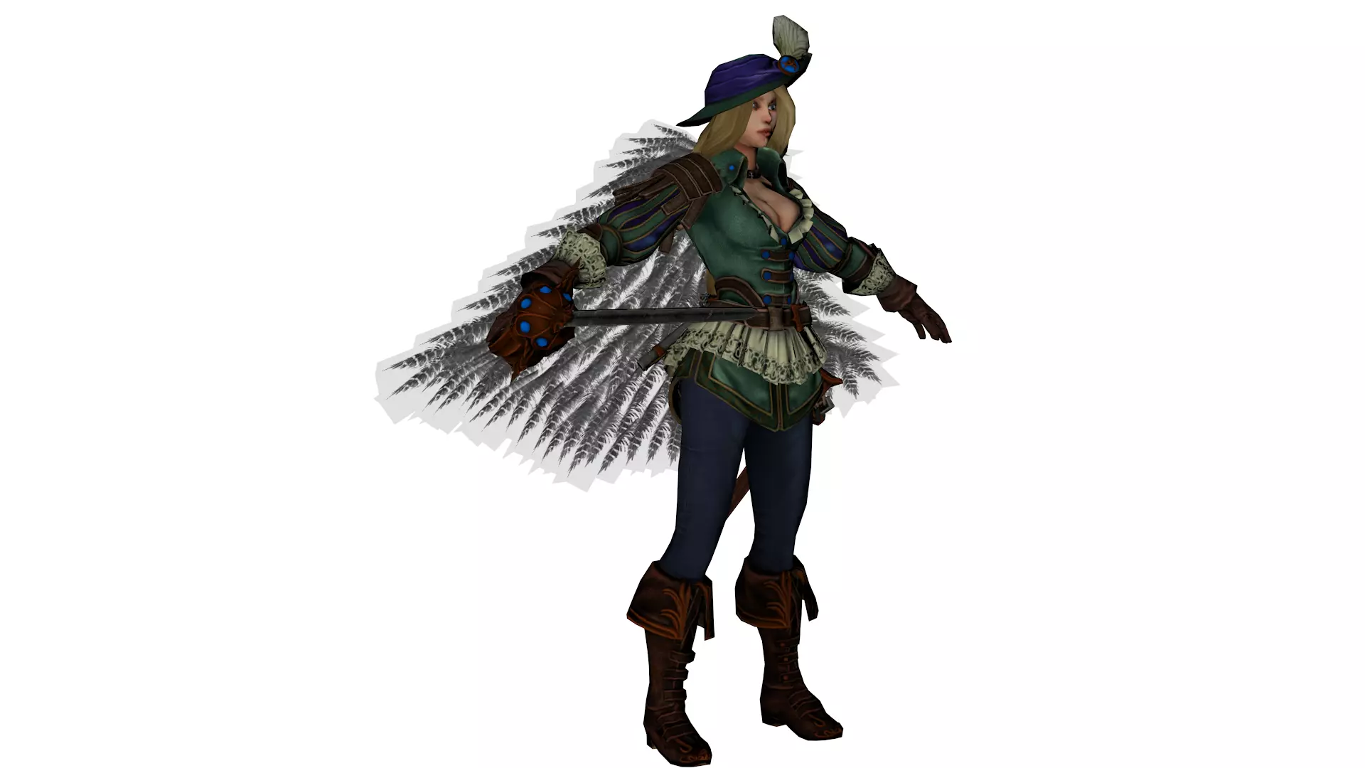 Fantasy Female Warrior Mage Character Stylized 3D Model Low-poly 3D model_2