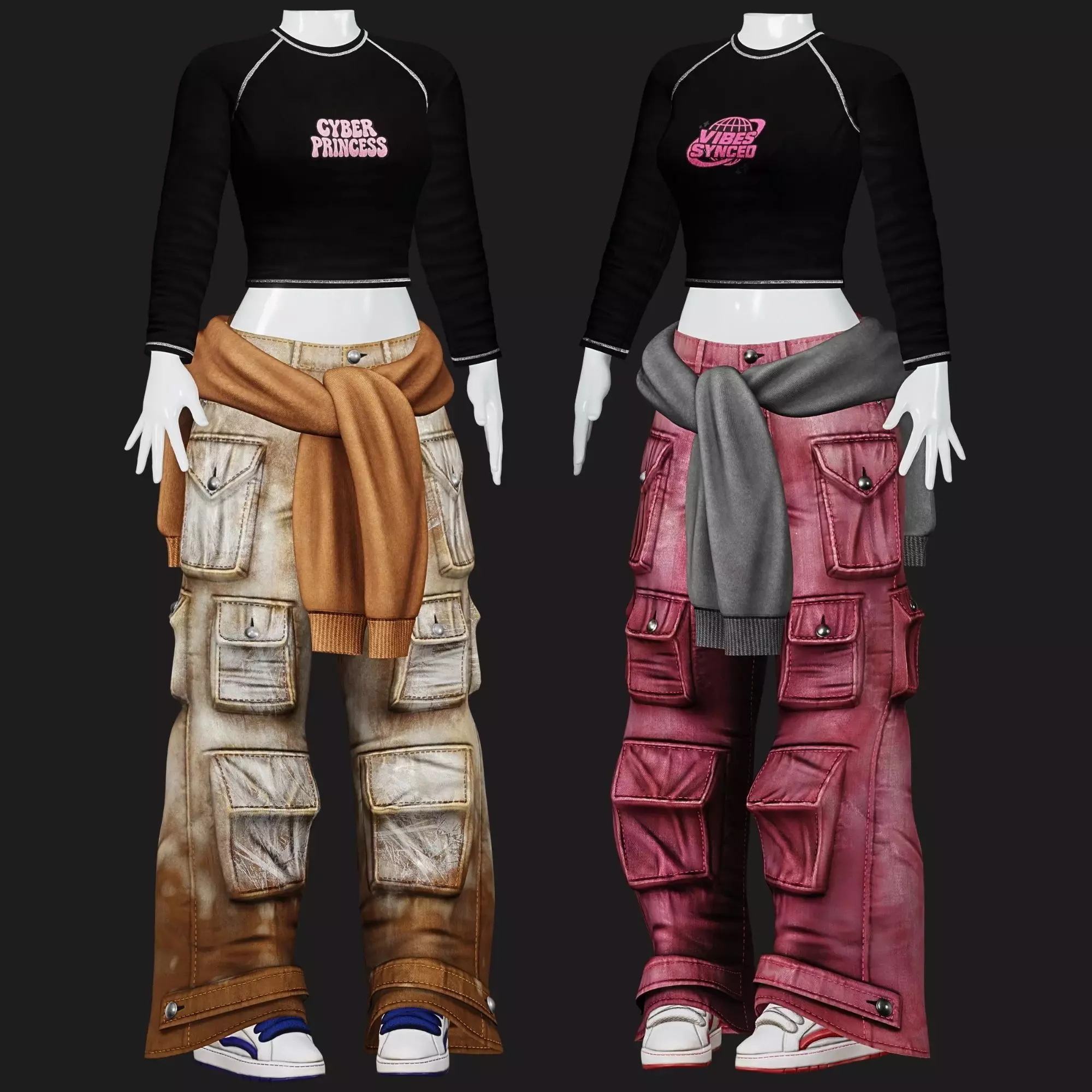 Skater Y2K Outfit Bundle PBR 4K Low-poly 3D model_5