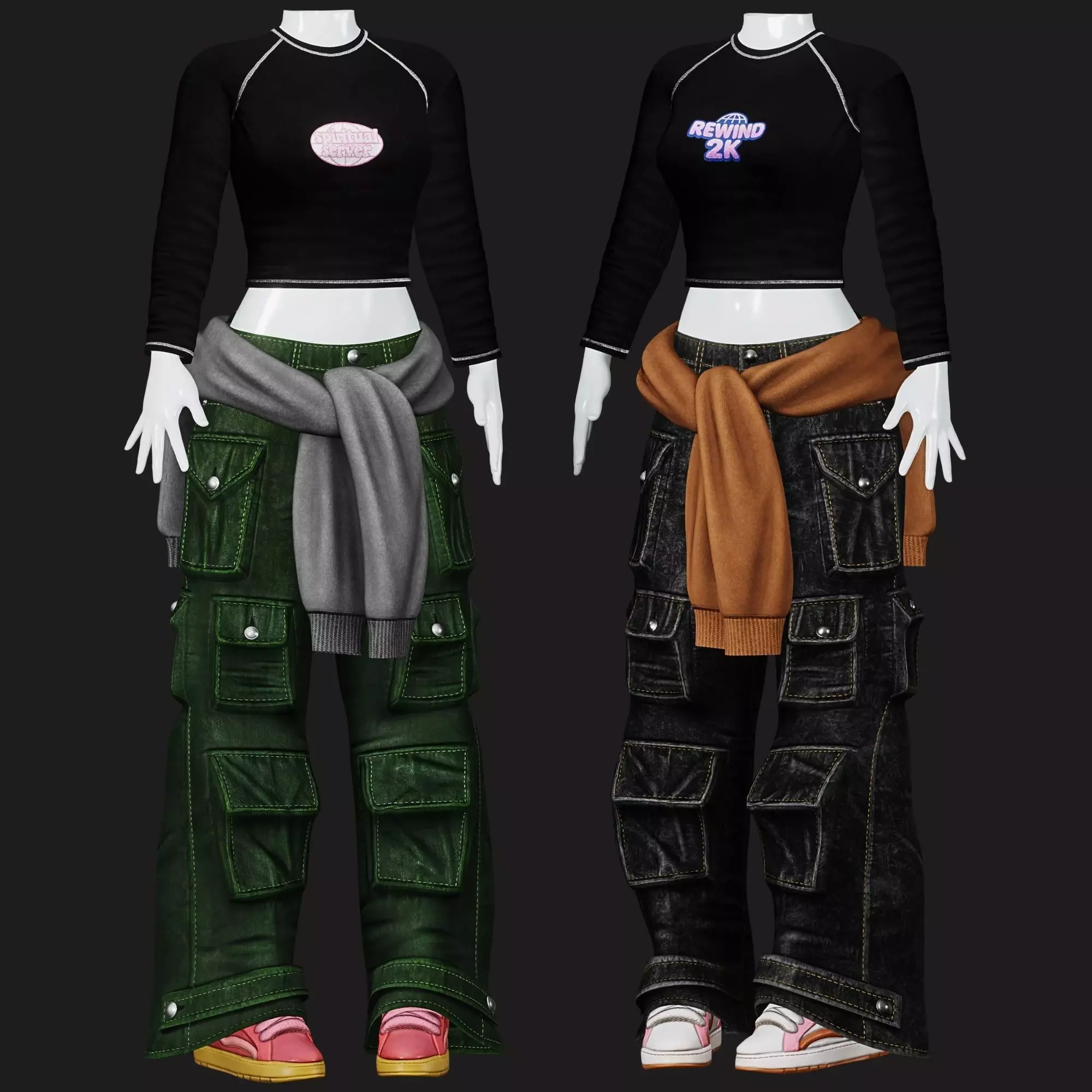 Skater Y2K Outfit Bundle PBR 4K Low-poly 3D model_6