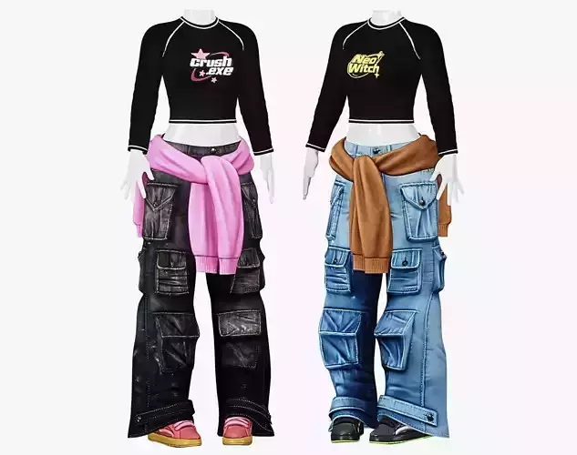 Skater Y2K Outfit Bundle PBR 4K