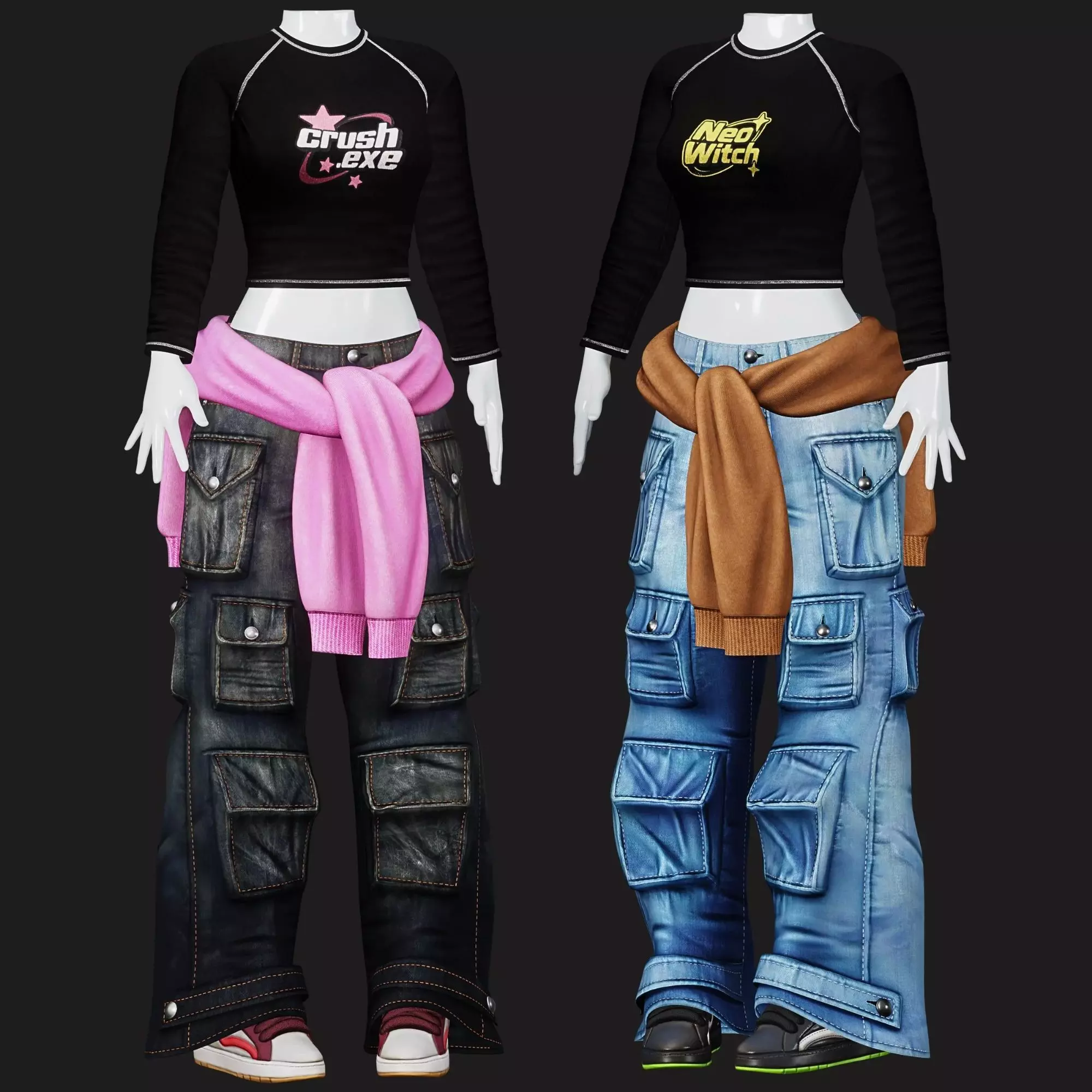 Skater Y2K Outfit Bundle PBR 4K Low-poly 3D model_2