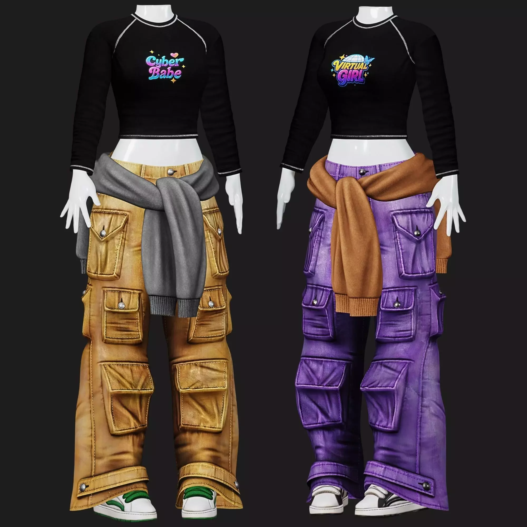 Skater Y2K Outfit Bundle PBR 4K Low-poly 3D model_3