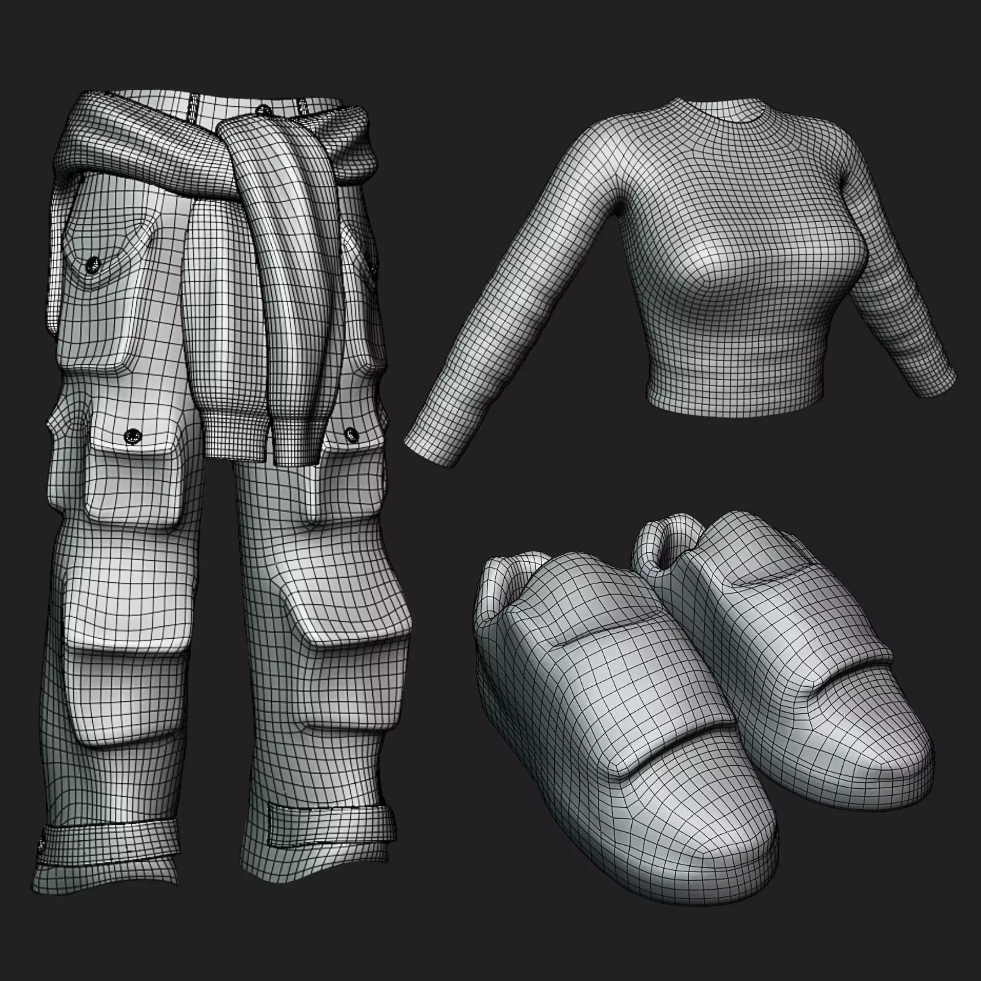 Skater Y2K Outfit Bundle PBR 4K Low-poly 3D model_10