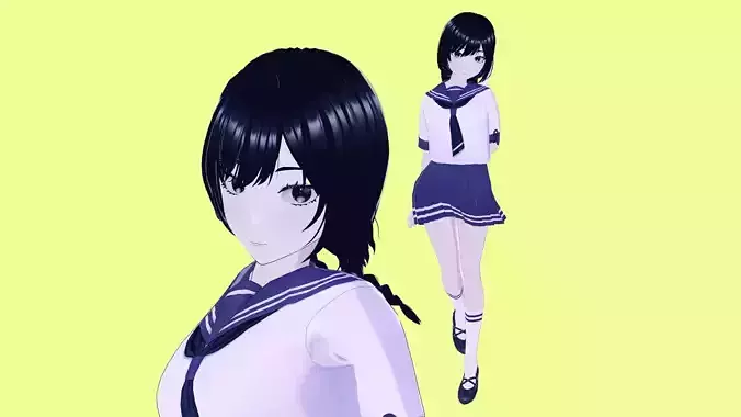 Anime School Girl Saiko Low-poly 3D model