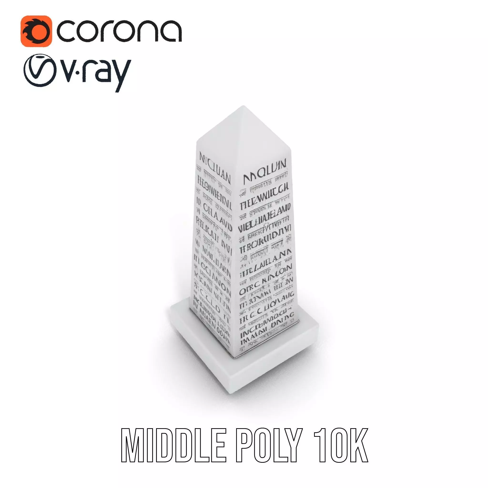 Marble Obelisk Engraved model pack Low-poly 3D model_13