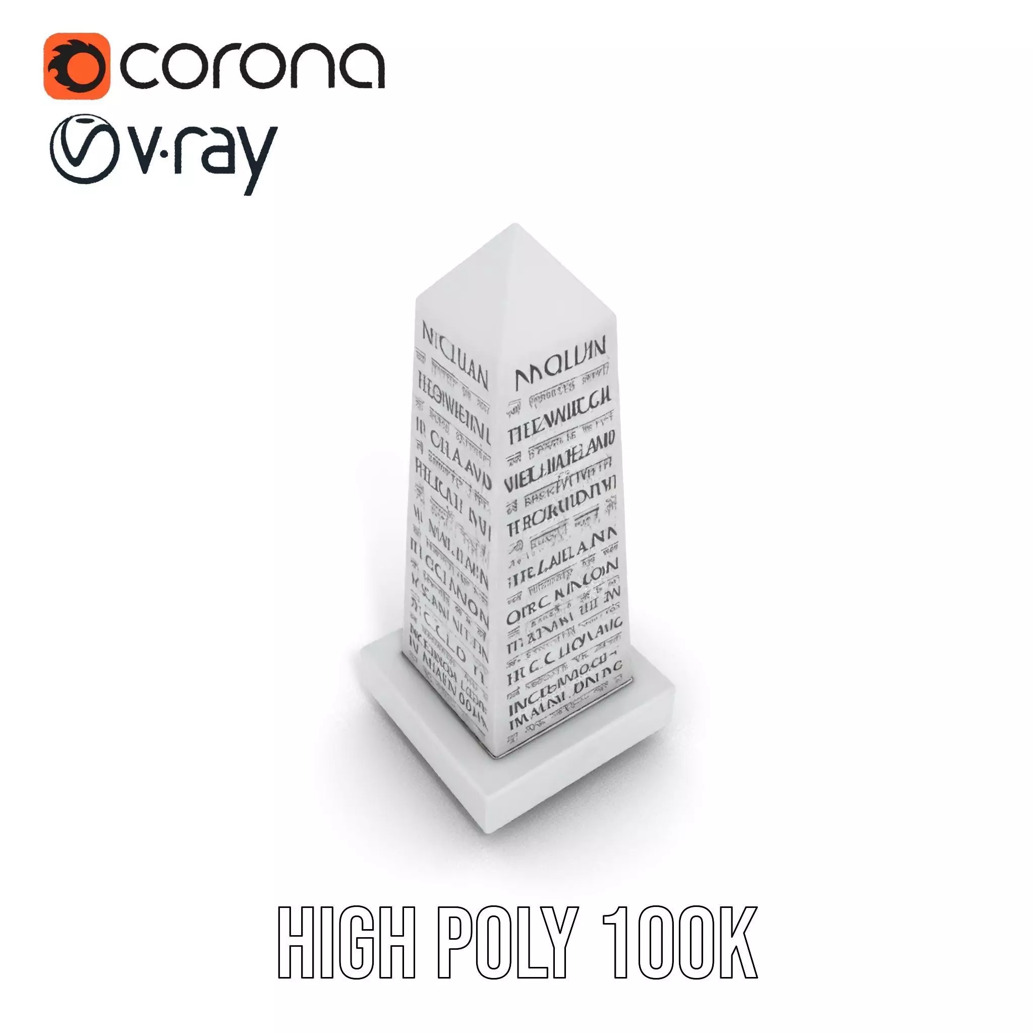 Marble Obelisk Engraved model pack Low-poly 3D model_20