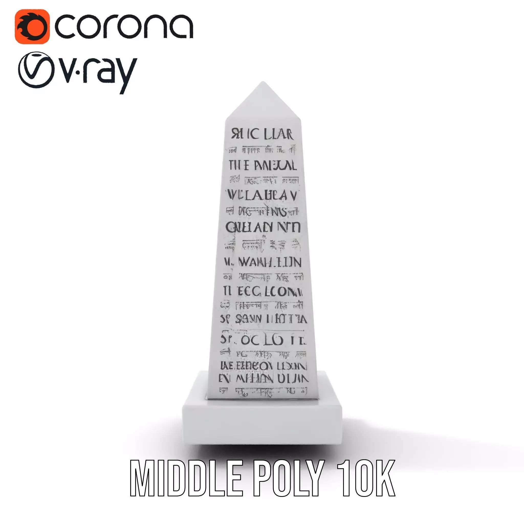 Marble Obelisk Engraved model pack Low-poly 3D model_5