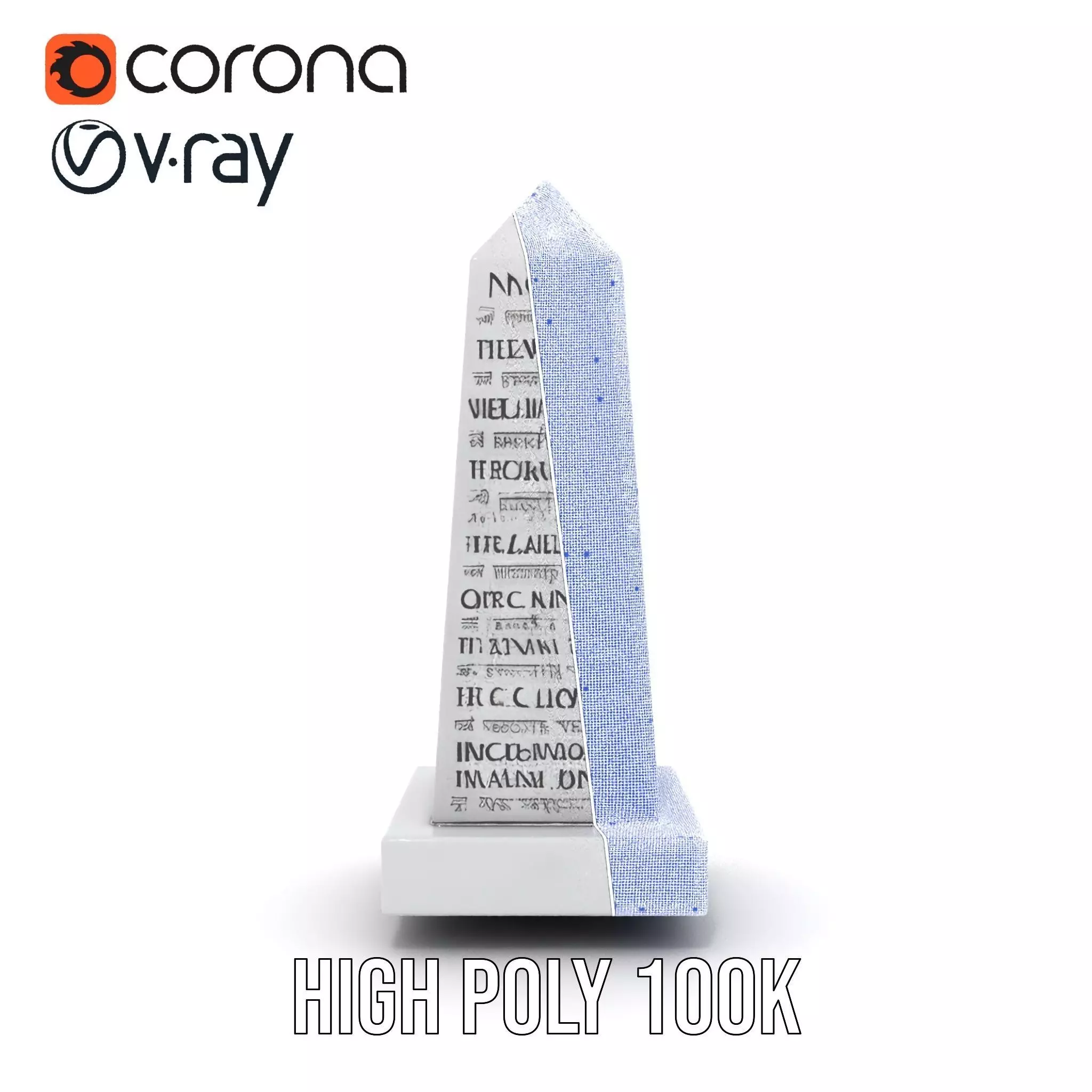Marble Obelisk Engraved model pack Low-poly 3D model_26