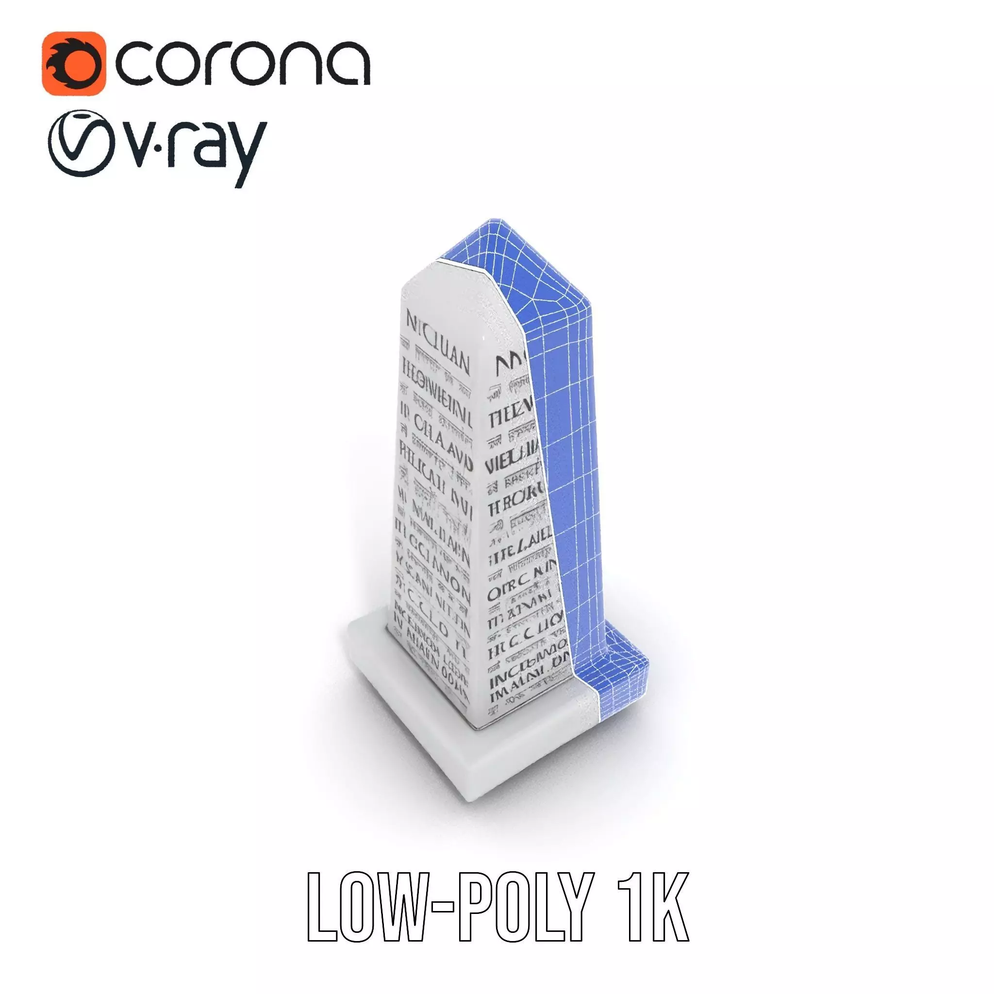 Marble Obelisk Engraved model pack Low-poly 3D model_14