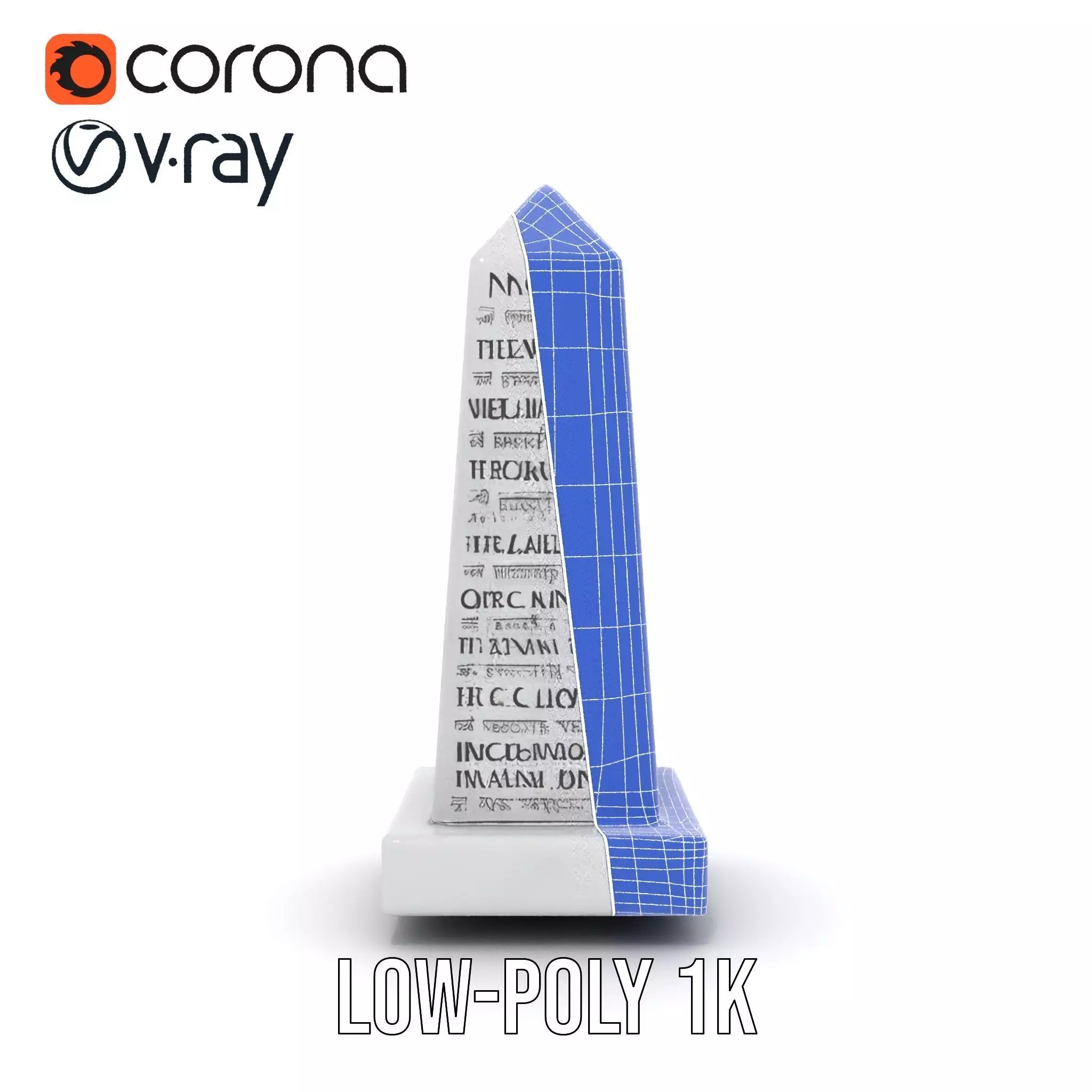 Marble Obelisk Engraved model pack Low-poly 3D model_22