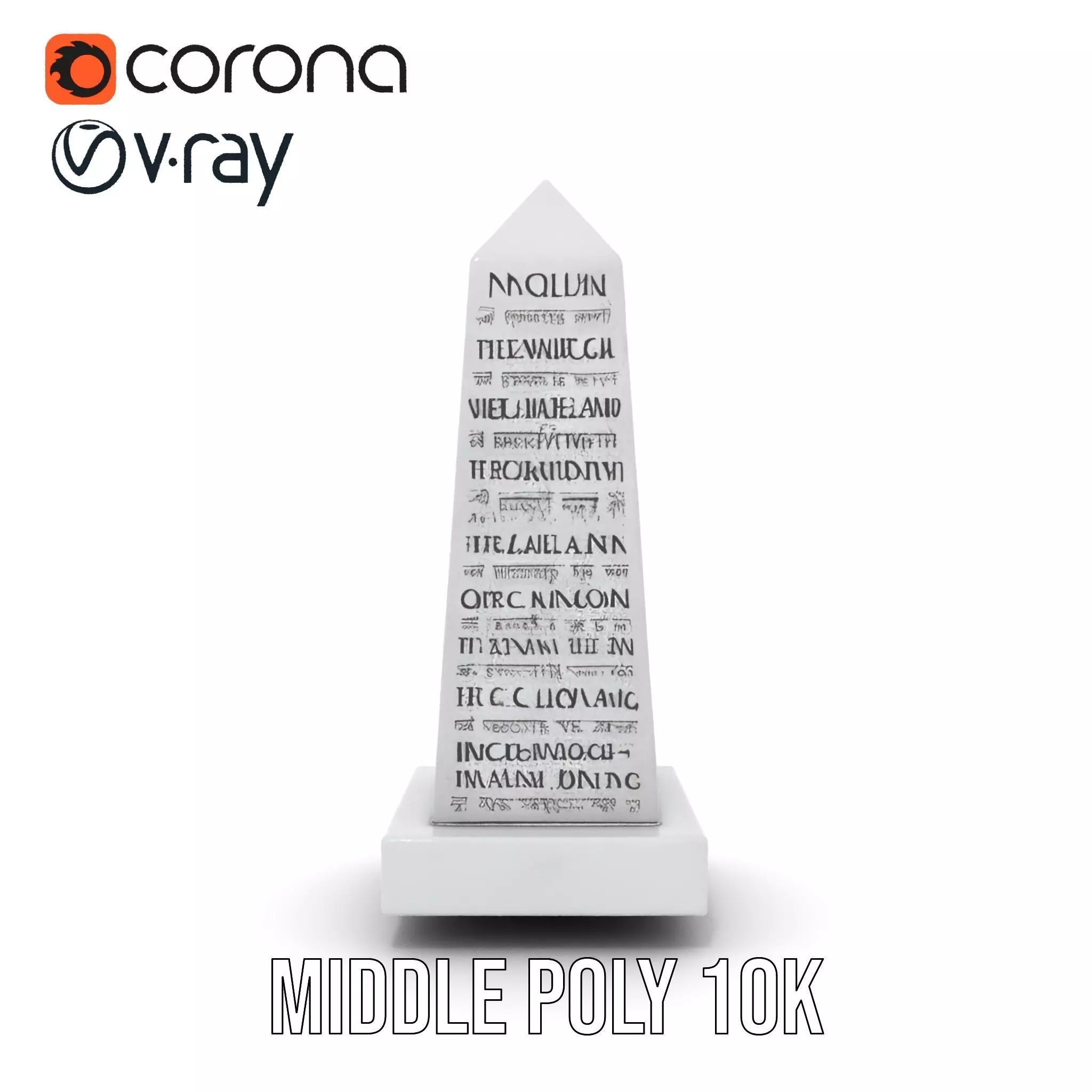 Marble Obelisk Engraved model pack Low-poly 3D model_11