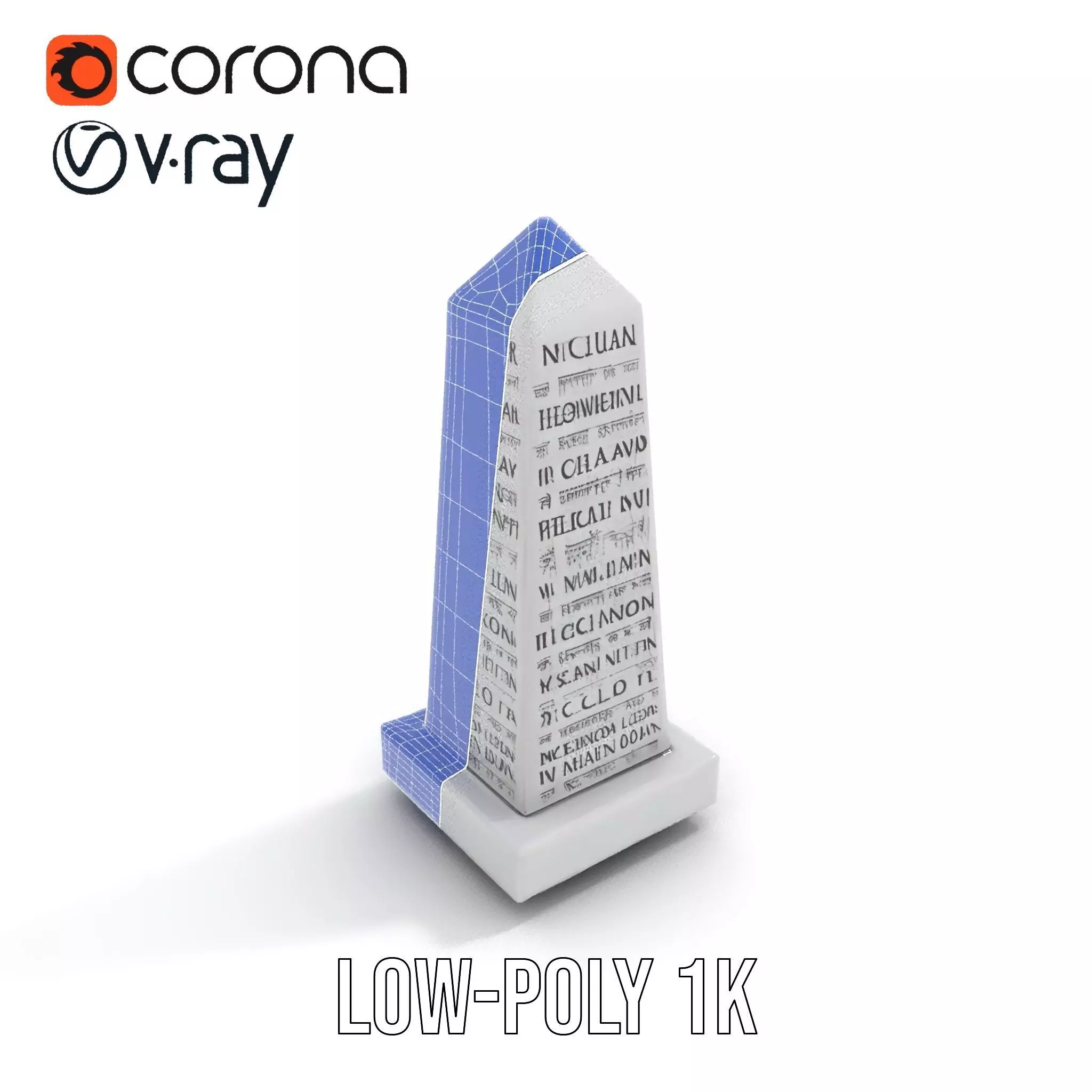 Marble Obelisk Engraved model pack Low-poly 3D model_16